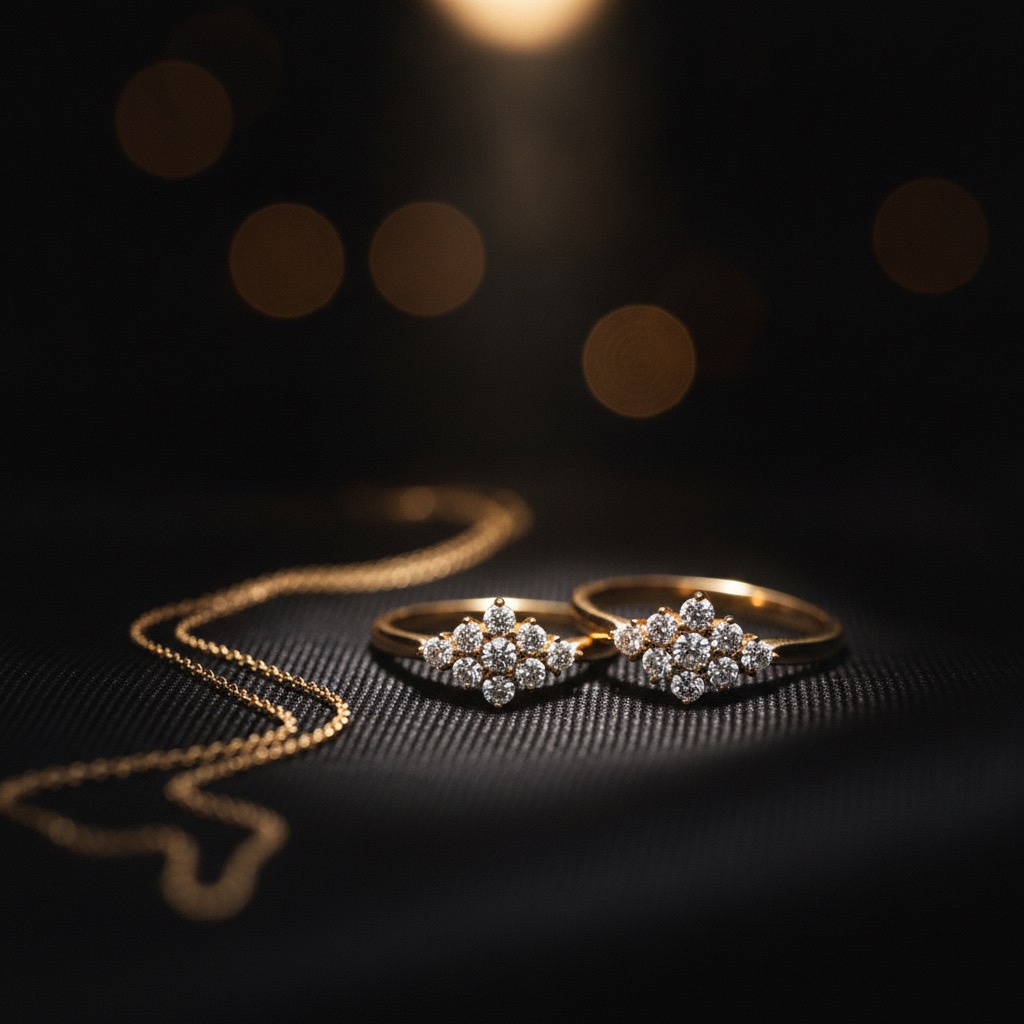 Maison Lueur — gold jewelry on dark silk